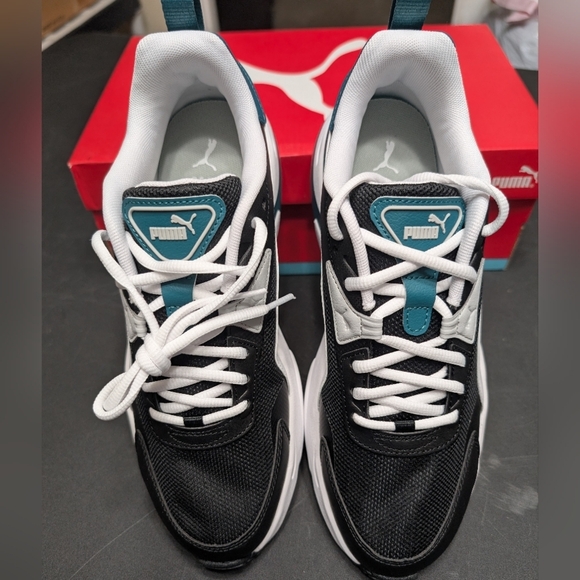 Puma Black White Cold Green Vis2K Lace Up Men's Sneakers Size 9 New - Picture 3 of 7